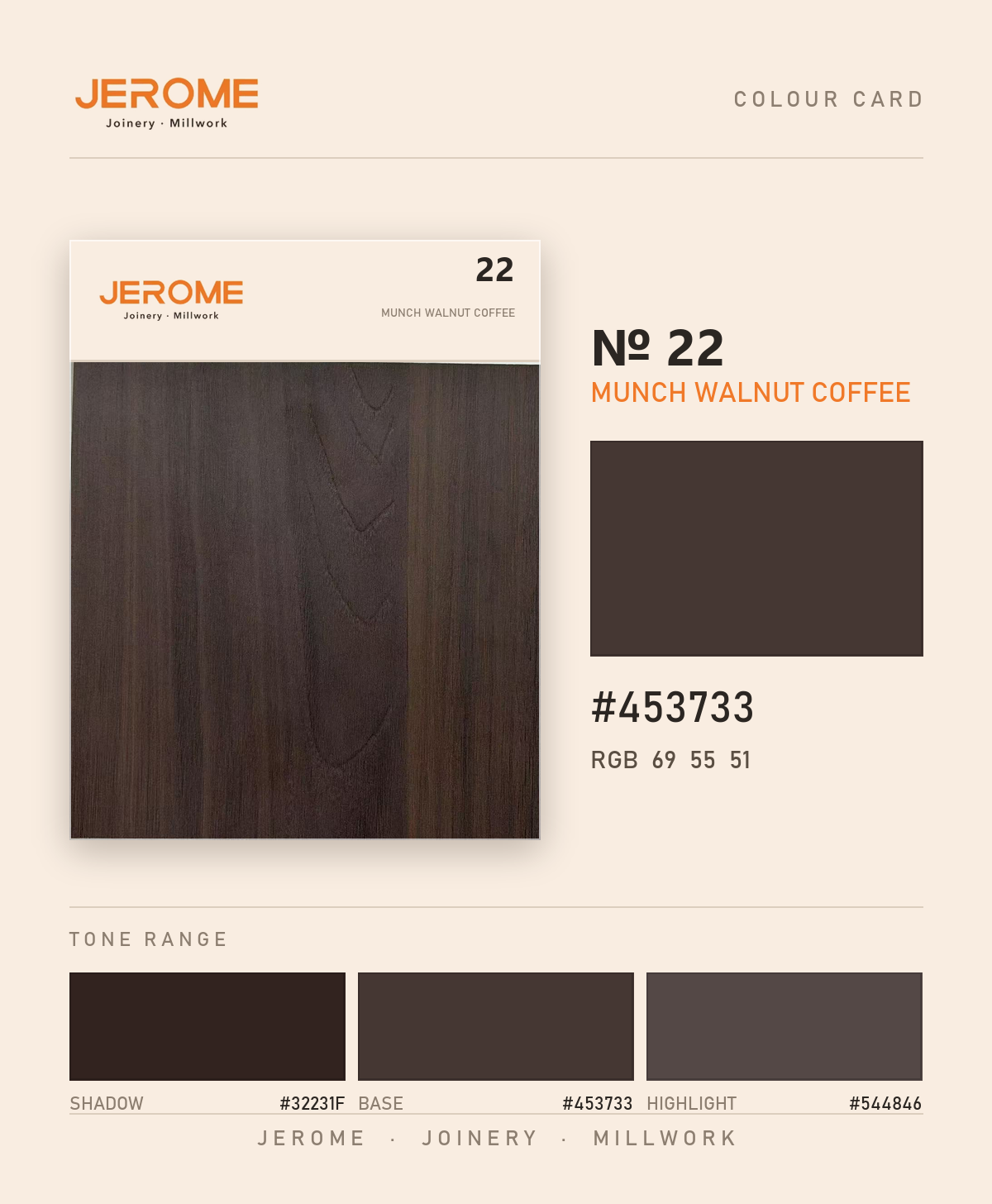 Jerome No. 22 Munch Walnut Coffee original colour information