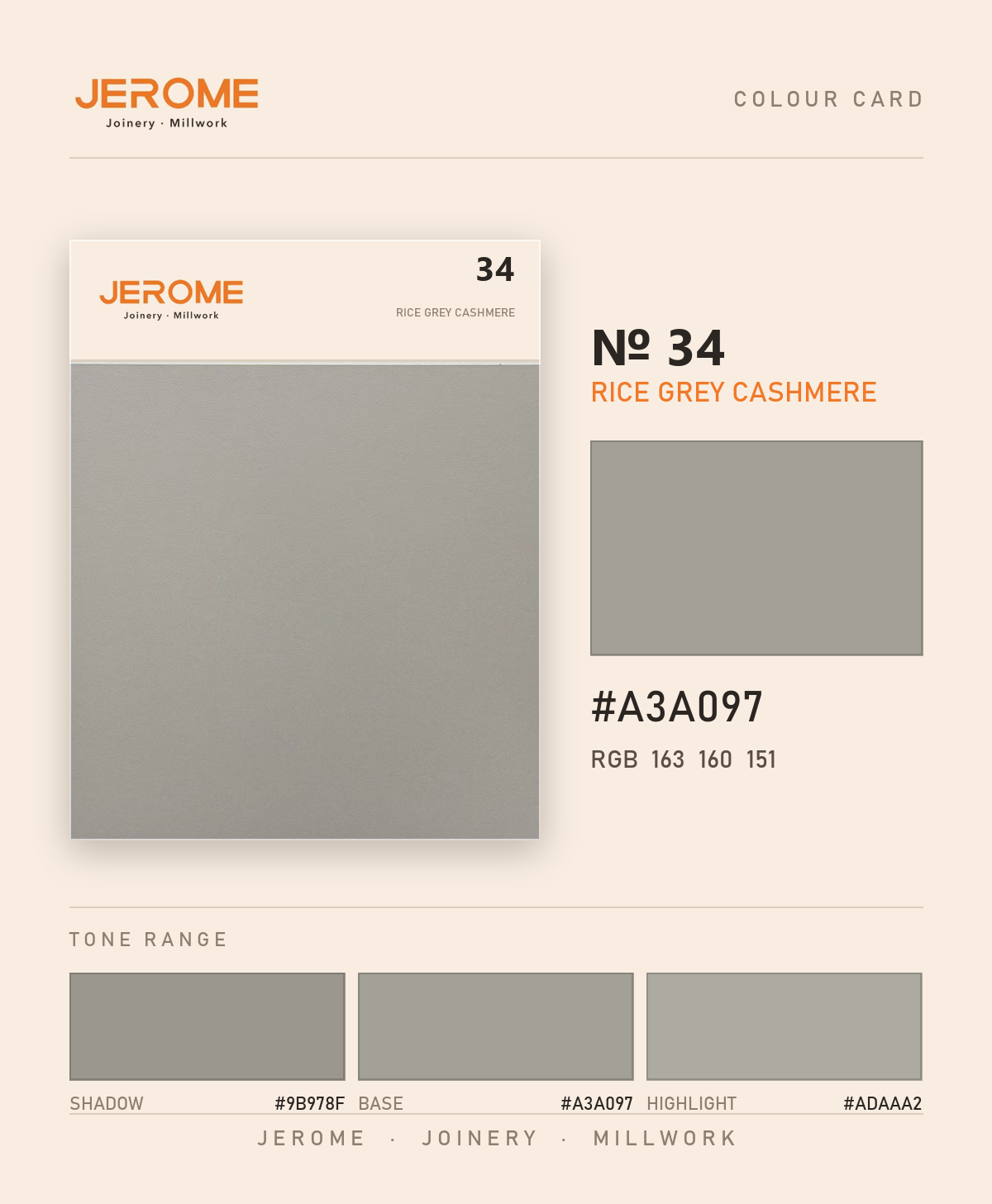 Jerome No. 34 Rice Grey Cashmere original colour information