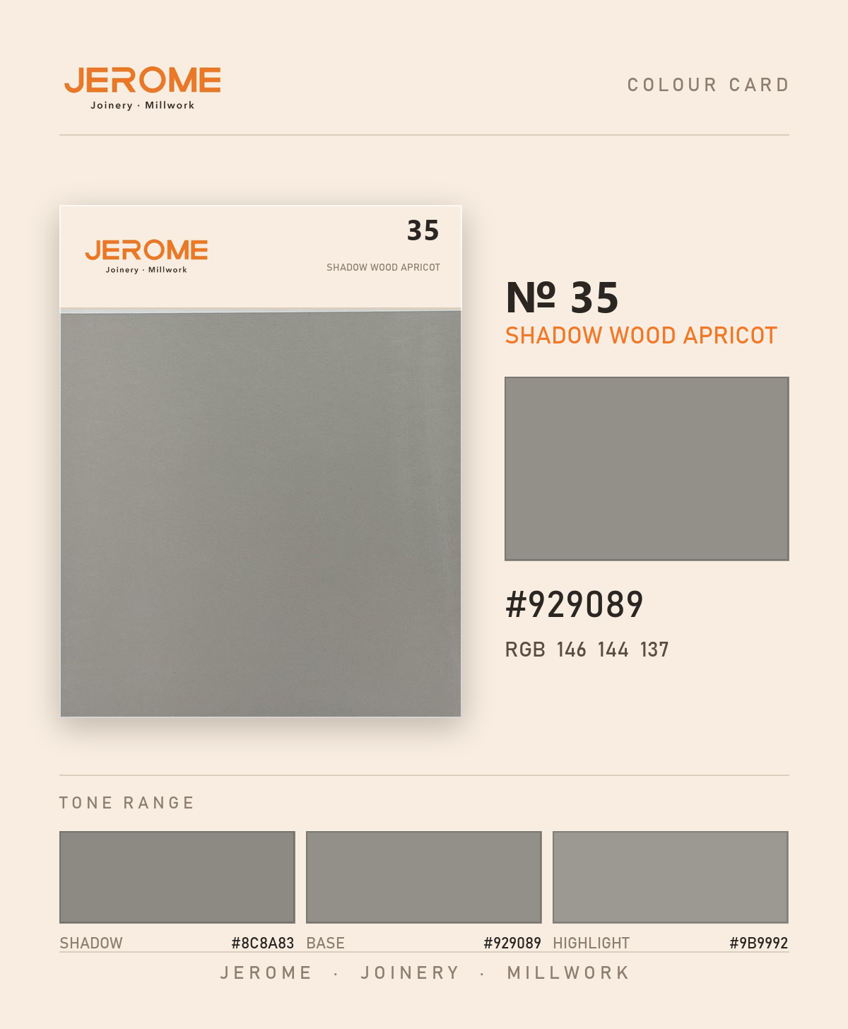 Jerome No. 35 Shadow Wood Apricot original colour information