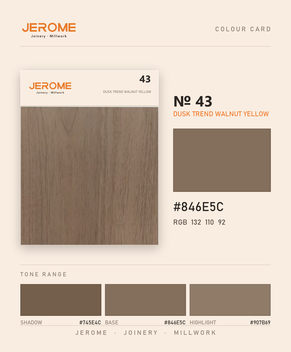 Jerome No. 43 Dusk Trend Walnut Yellow original colour information