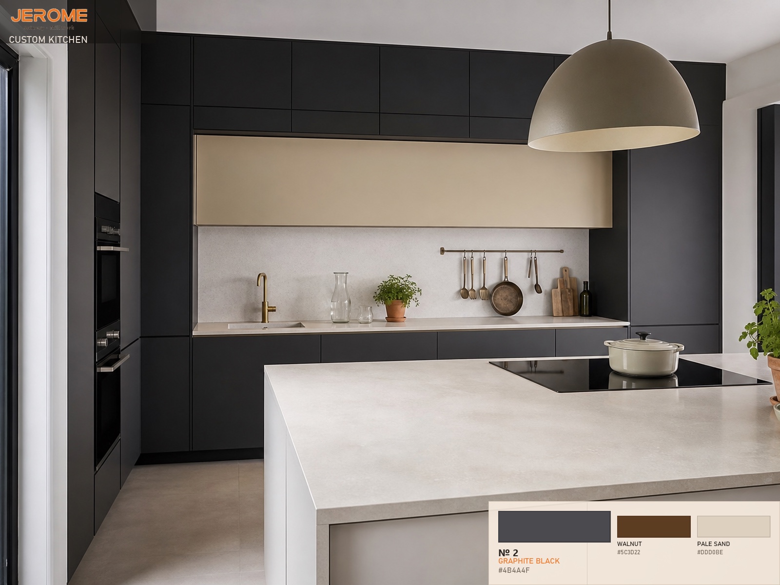 Microcement Grey kitchen study featuring Jerome No. 2 Microcement Grey