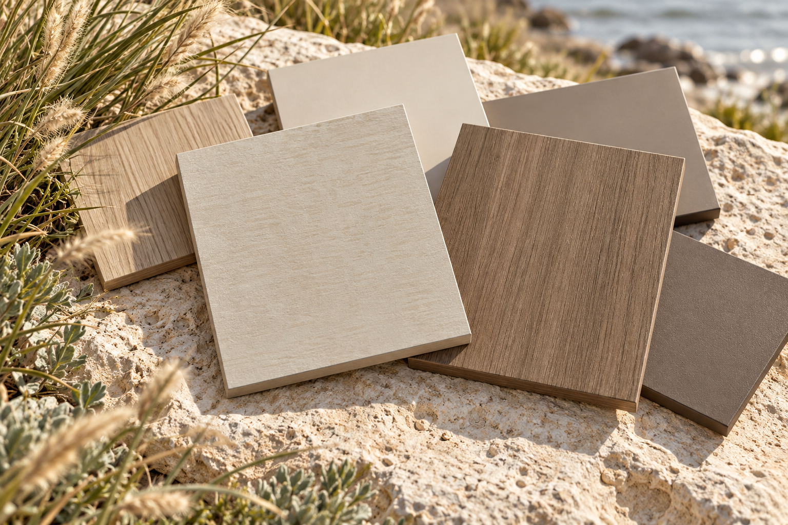 Jerome warm neutral and timber palette styled outdoors